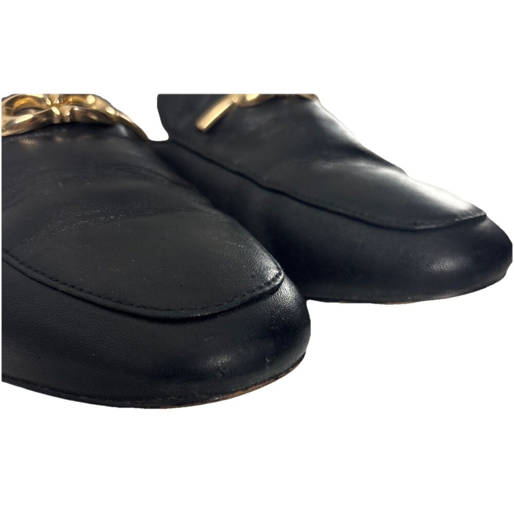 Coach Sienna Leather Slide Size 6 Black with Gold Logo Shoes Flats - Picture 7 of 10